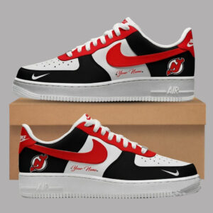Custom Name New Jersey Devils Air Force 1 Shoes Sneakers for Hockey Fans
