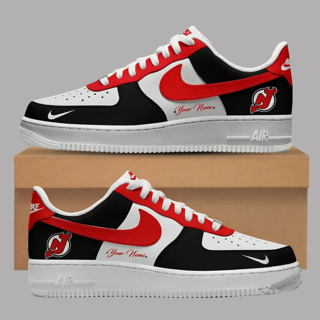 Custom Name New Jersey Devils Air Force 1 Shoes Sneakers for Hockey Fans 1 Custom Name New Jersey Devils Air Force 1 Shoes Sneakers for Hockey Fans