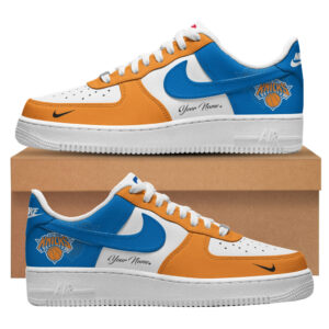 Custom Name New York Knicks Air Force 1 Shoes Sneakers for Basketball Fans