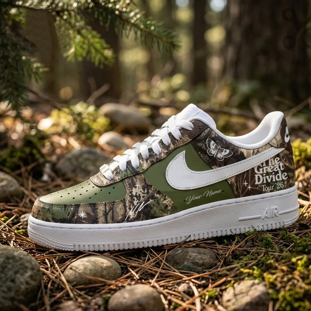 Custom Name Noah Kahan The Great Divide Camo Air Force 1 Shoes Sneakers for Music Fans 2 Custom Name Noah Kahan The Great Divide Camo Air Force 1 Shoes Sneakers for Music Fans - Image 2