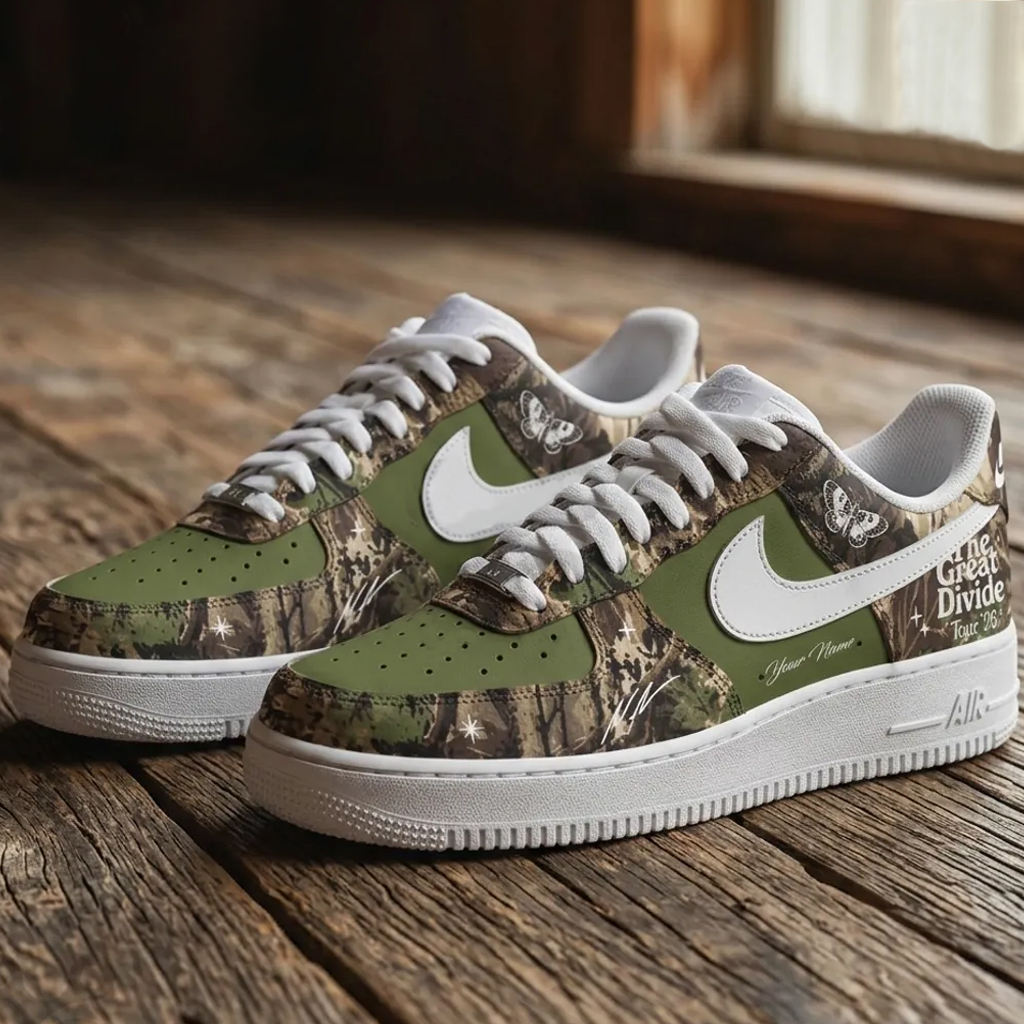 Custom Name Noah Kahan The Great Divide Camo Air Force 1 Shoes Sneakers for Music Fans 4 Custom Name Noah Kahan The Great Divide Camo Air Force 1 Shoes Sneakers for Music Fans - Image 4