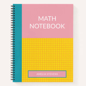 Custom Name Pink Modern School Math Graph Paper Notebook