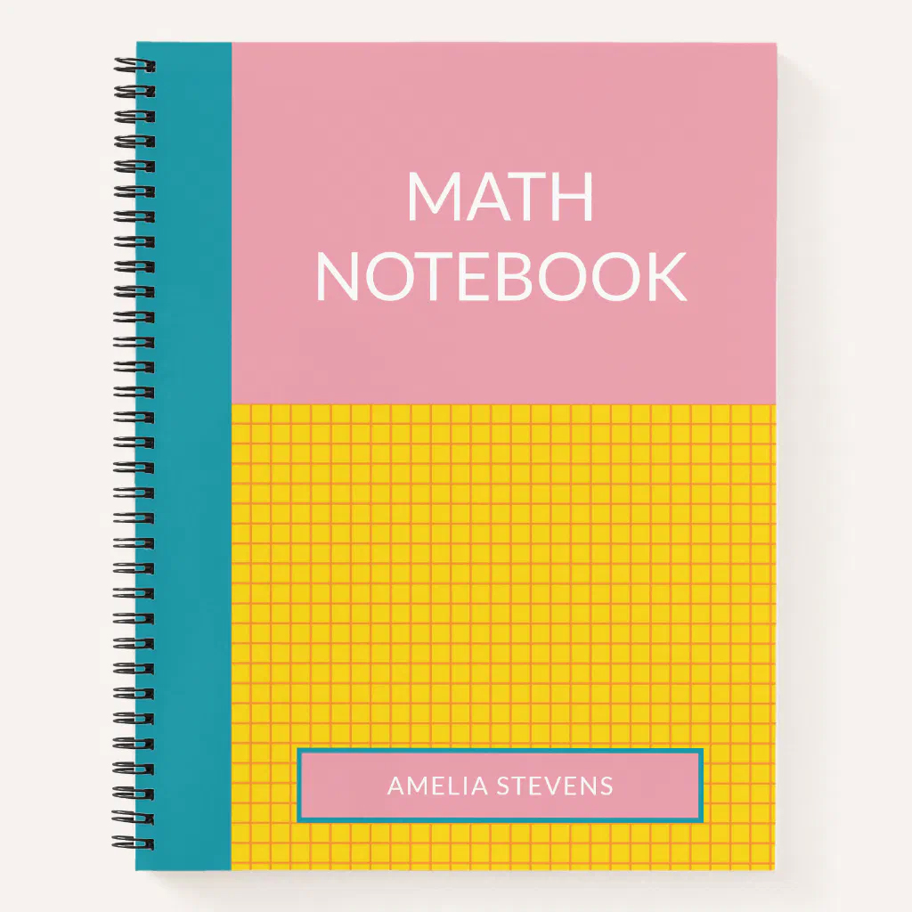 Custom Name Pink Modern School Math Graph Paper Notebook 1 Custom Name Pink Modern School Math Graph Paper Notebook
