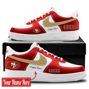 Custom Name San Francisco 49ers Bold White And Red Shoes Sneakers for Football Fans