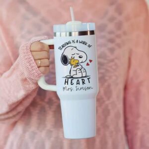 Custom Name Teaching Is A Work of Heart Snoppy Tumbler