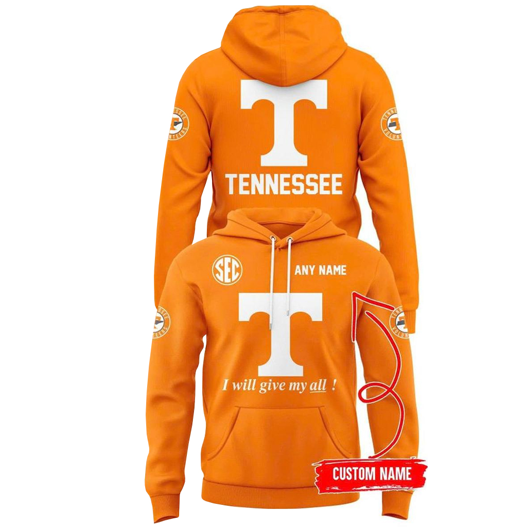 Custom Name Tennessee Volunteers 2026 I Will Give My All Orange Graphic Shirt for Football Fans 2 Custom Name Tennessee Volunteers 2026 I Will Give My All Orange Graphic Shirt for Football Fans - Image 2