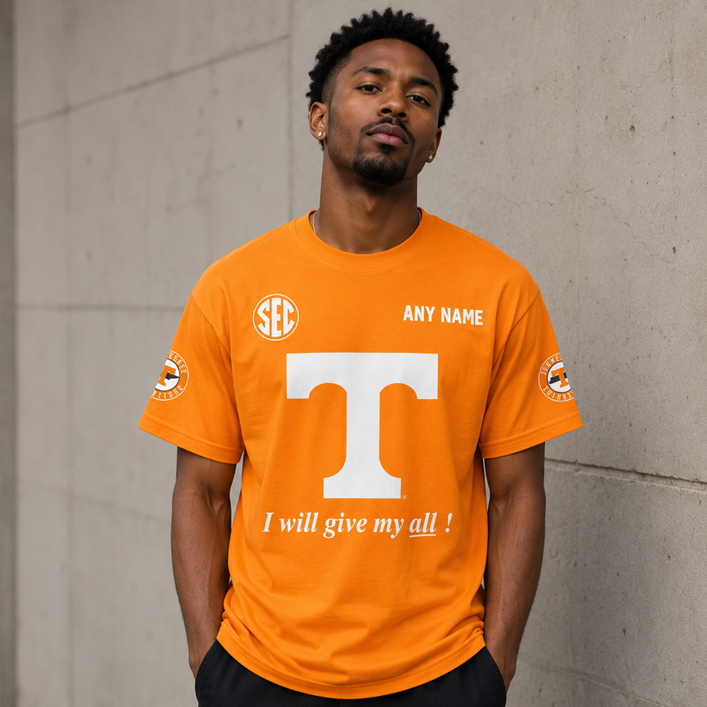 Custom Name Tennessee Volunteers 2026 I Will Give My All Orange Graphic Shirt for Football Fans 3 Custom Name Tennessee Volunteers 2026 I Will Give My All Orange Graphic Shirt for Football Fans - Image 3