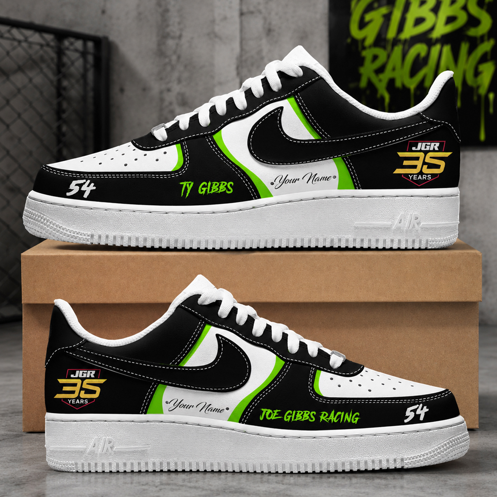 Custom Name Ty Gibbs Joe Gibbs Racing 2026 Air Force 1 Shoes Sneakers for Racing Fans 2 Custom Name Ty Gibbs Joe Gibbs Racing 2026 Air Force 1 Shoes Sneakers for Racing Fans - Image 2