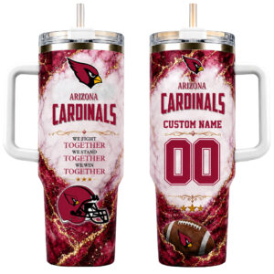 Custom Name and Number Arizona Cardinals We Fight Together We Stand Together We Win Together Tumbler for Football Fans