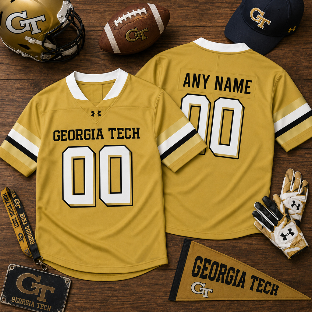 Custom Name and Number Georgia Tech Yellow Jackets New Season 2026 Celebrate Football Jersey for College Football Fans Version 2 3 Custom Name and Number Georgia Tech Yellow Jackets New Season 2026 Celebrate Football Jersey for College Football Fans Version 2 - Image 3