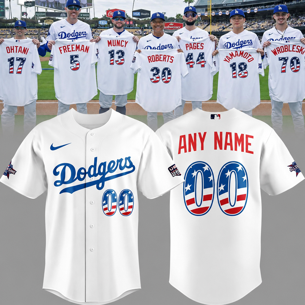 Custom Name and Number Los Angeles Dodgers All Stars x USA 250 Night 2026 Baseball Jersey for Baseball and Patriotic Fans 2 Custom Name and Number Los Angeles Dodgers All Stars x USA 250 Night 2026 Baseball Jersey for Baseball and Patriotic Fans - Image 2