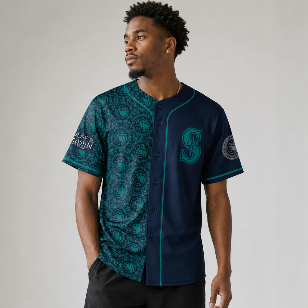 Custom Name and Number Seattle Mariners x House of the Dragon Night 2026 Baseball Jersey for Baseball and Fantasy Series Fans 2 Custom Name and Number Seattle Mariners x House of the Dragon Night 2026 Baseball Jersey for Baseball and Fantasy Series Fans - Image 2