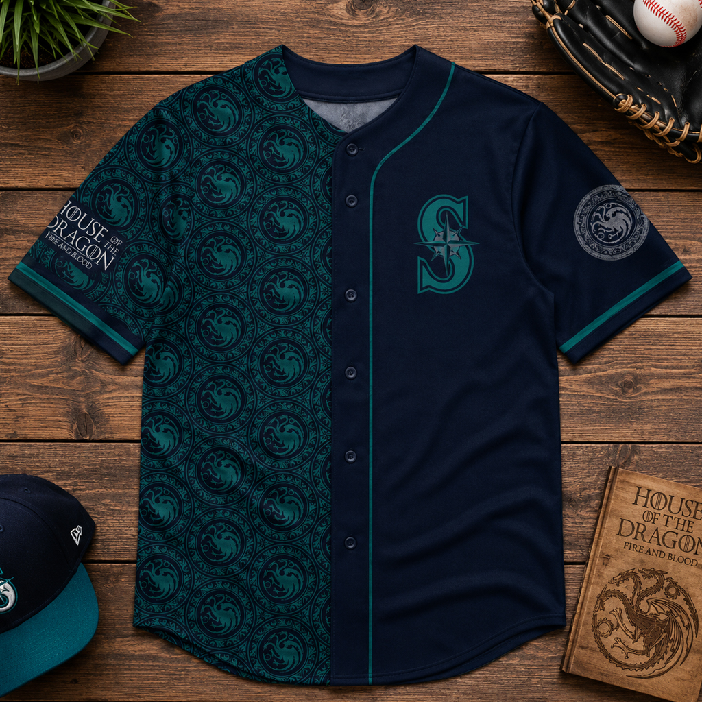 Custom Name and Number Seattle Mariners x House of the Dragon Night 2026 Baseball Jersey for Baseball and Fantasy Series Fans 3 Custom Name and Number Seattle Mariners x House of the Dragon Night 2026 Baseball Jersey for Baseball and Fantasy Series Fans - Image 3