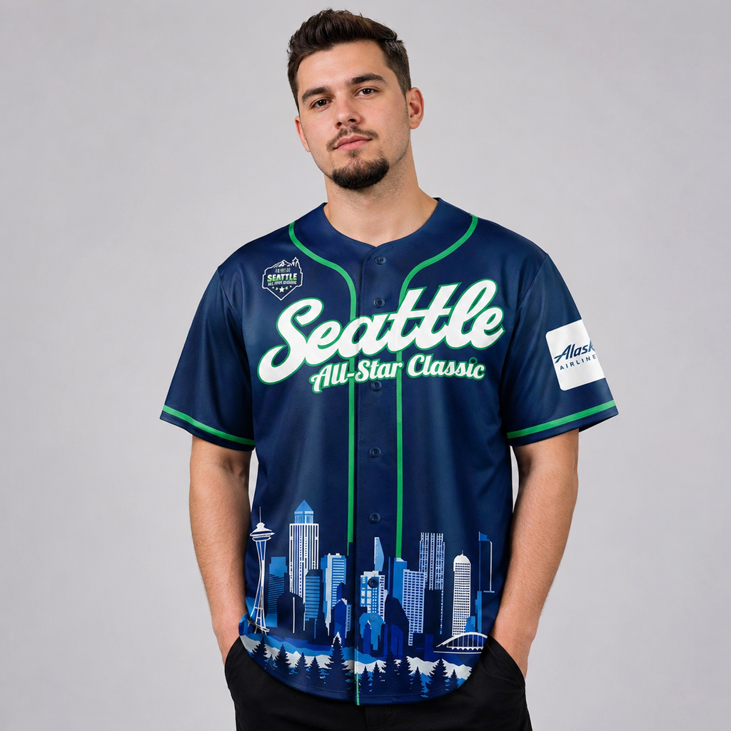 Custom Name and Number Seattle Seahawks x All Star Classic 2026 Navy Baseball Jersey for Football Fans 5 Custom Name and Number Seattle Seahawks x All Star Classic 2026 Navy Baseball Jersey for Football Fans - Image 5