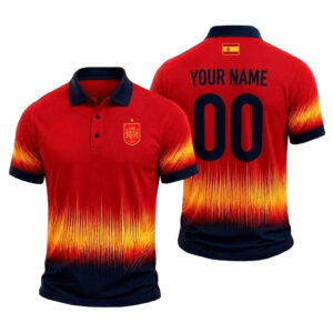 Custom Name and Number Spain National Football Team World Cup 2026 Champions Red Polo Shirt for Soccer Fans