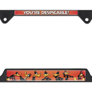 Daffy Duck "You're Despicable" Open Black 2026 License Plate Frame