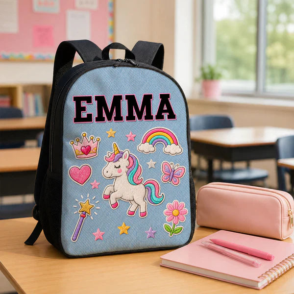 Custom Printed Cute Patches Design Backpack for Students with Personalized Name 4 Custom Printed Cute Patches Design Backpack for Students with Personalized Name - Image 4