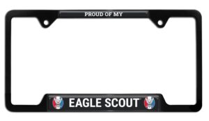 Proud Eagle Scout Black Open 2026 License Plate Frame