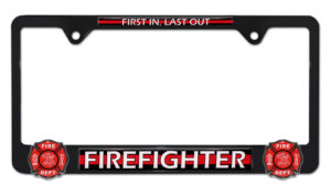 Firefighter Black 2026 License Plate Frame