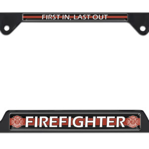 Firefighter Open Corners Black 2026 License Plate Frame