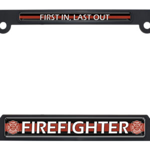 Firefighter Black Open Corners 2026 License Plate Frame