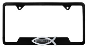Christian Fish Corinthians 13:13 Black Open 2026 License Plate Frame