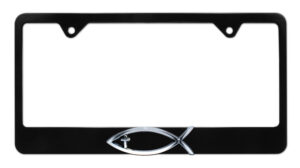 Christian Fish Cross Black 2026 License Plate Frame
