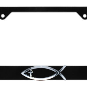Christian Fish Cross Black 2026 License Plate Frame