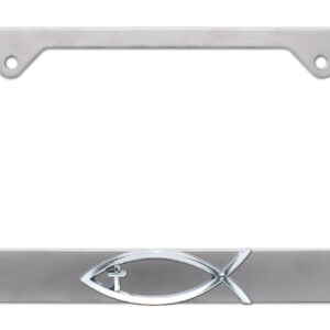 Christian Fish Cross Brushed 2026 License Plate Frame