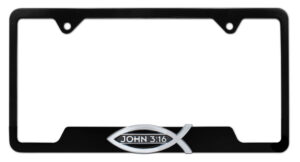 Christian Fish John 3:16 Black Open 2026 License Plate Frame