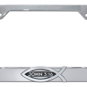 Christian Fish John 3:16 Open 2026 License Plate Frame