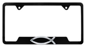 Christian Fish Black Open 2026 License Plate Frame