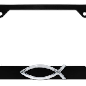 Christian Fish Black Open 2026 License Plate Frame