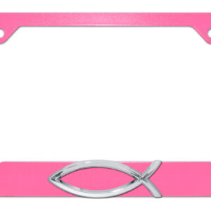 Christian Fish Pink Open 2026 License Plate Frame