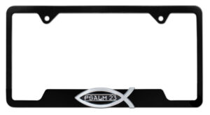 Christian Fish Psalm 23 Black Open 2026 License Plate Frame
