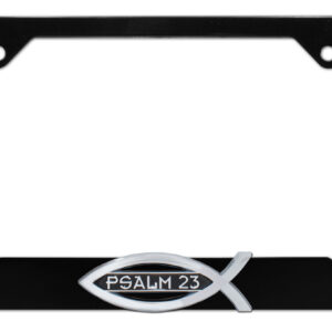Christian Fish Psalm 23 Black Open 2026 License Plate Frame