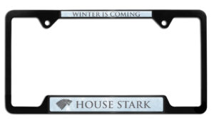 Game of Thrones House Stark Black Open Corner 2026 License Plate Frame