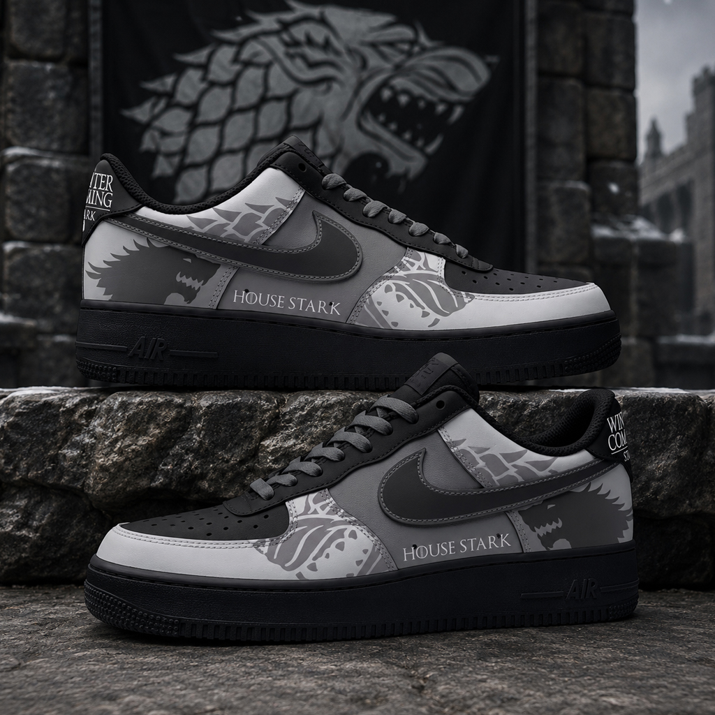 Game of Thrones House Of Stark Air Force 1 Shoes Sneakers 2 Game of Thrones House Of Stark Air Force 1 Shoes Sneakers - Image 2