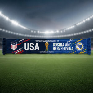 Global Soccer Event 2026 USA Vs Bosnia and Herzegovina Scarf Version 1