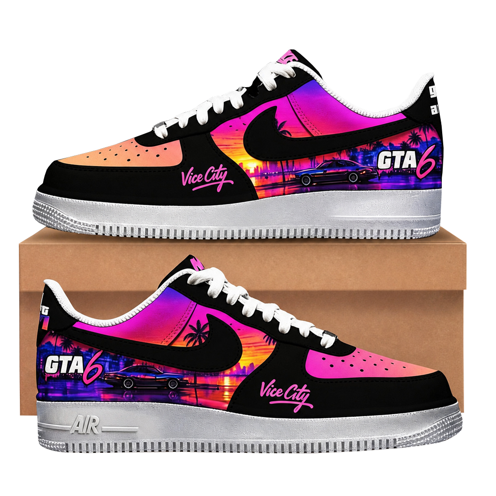 Grand Theft Auto VI Game Inspired Air Force 1 Shoes Sneakers for Gaming Fans 1 Grand Theft Auto VI Game Inspired Air Force 1 Shoes Sneakers for Gaming Fans