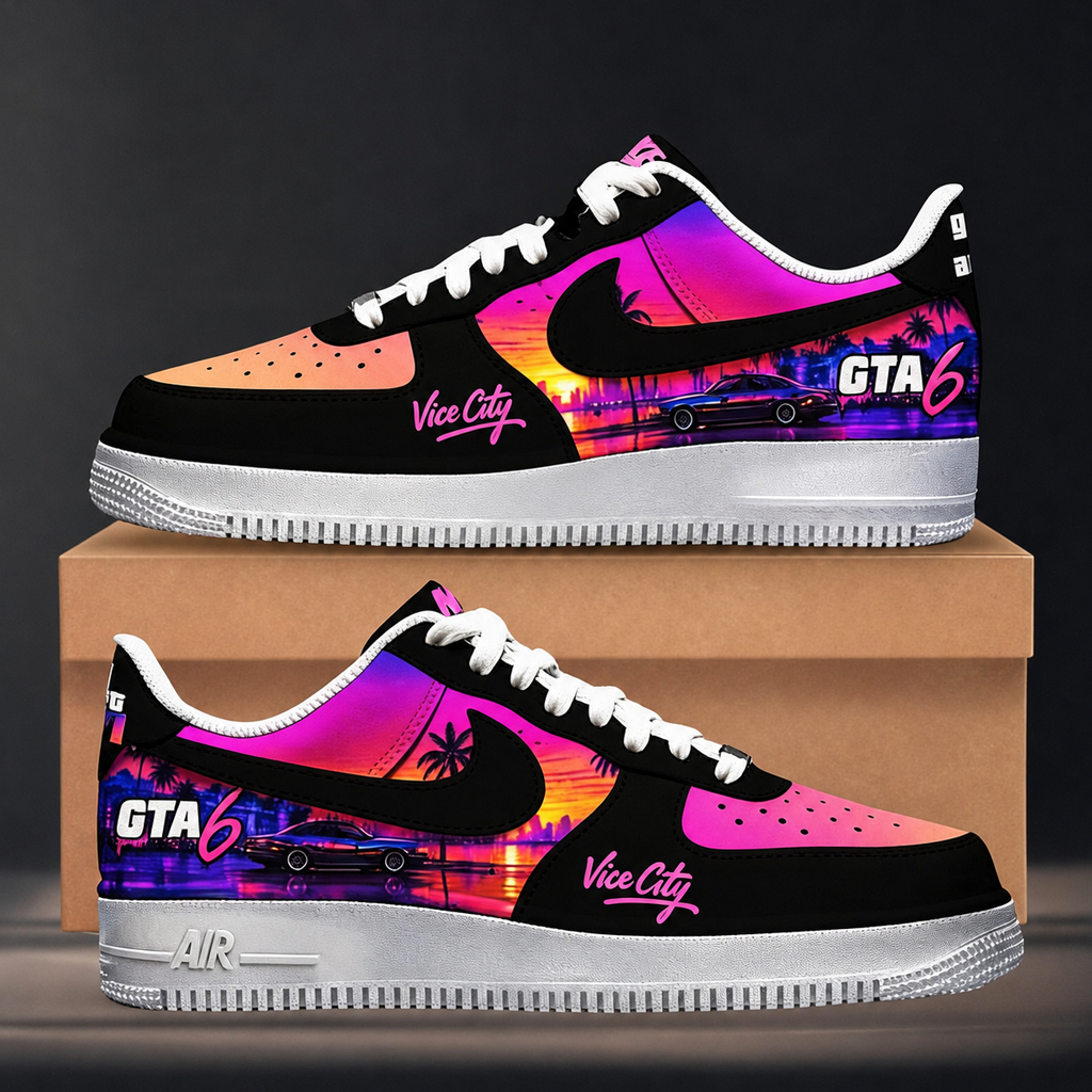 Grand Theft Auto VI Game Inspired Air Force 1 Shoes Sneakers for Gaming Fans 2 Grand Theft Auto VI Game Inspired Air Force 1 Shoes Sneakers for Gaming Fans - Image 2