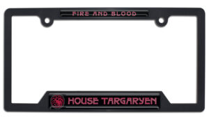 House of the Dragon - House Targaryen Red Doming Open Corner Black 2026 License Plate Frame