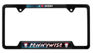 Pennywise I Love Derry Open Corners Black 2026 License Plate Frame