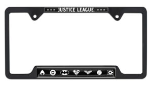Justice League Black and White Open Corners Black 2026 License Plate Frame