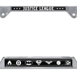 Justice League Black and White Open Corners 2026 License Plate Frame