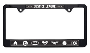 Justice League BAndW Black 2026 License Plate Frame