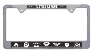 Justice League BAndW 2026 License Plate Frame