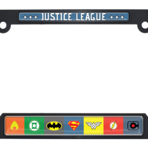 Justice League Color Open Corners Black 2026 License Plate Frame