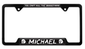 Michael Myers Boogeyman Halloween Movie Shiny Black Open Corners 2026 License Plate Frame