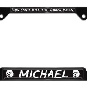 Michael Myers Boogeyman Halloween Movie Shiny Black Open Corners 2026 License Plate Frame